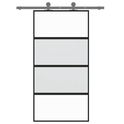 Sliding Door Black 102,5x205 cm Tempered Glass and Aluminium