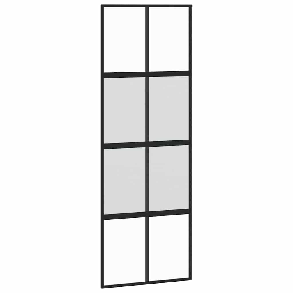 Sliding Door Black 76x205 cm Tempered Glass and Aluminium
