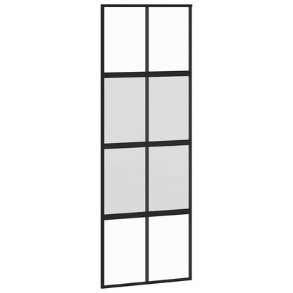 Sliding Door Black 76x205 cm Tempered Glass and Aluminium