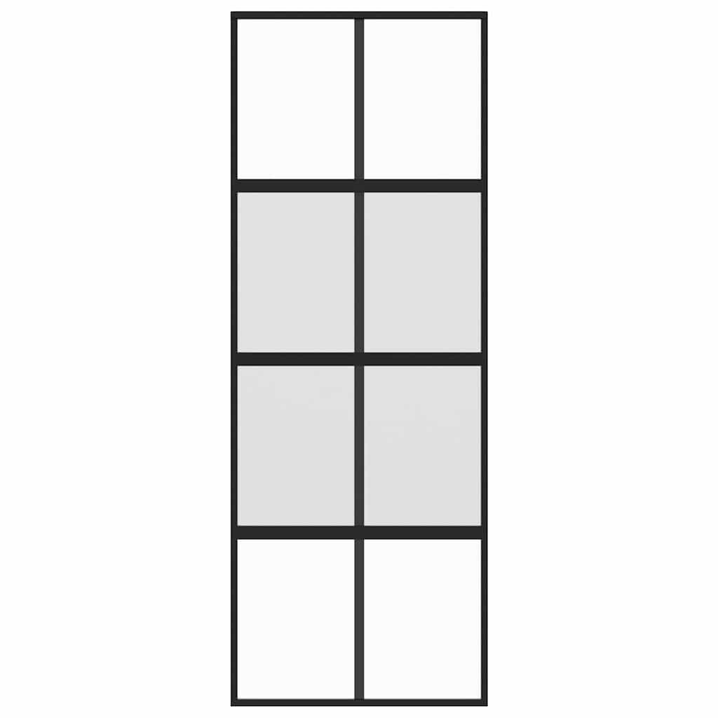 Sliding Door Black 76x205 cm Tempered Glass and Aluminium