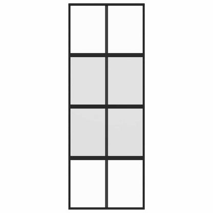Sliding Door Black 76x205 cm Tempered Glass and Aluminium