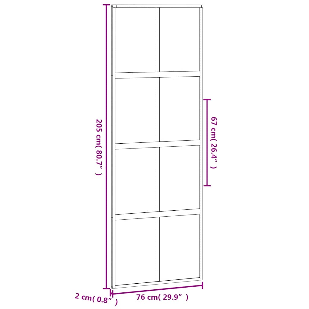 Sliding Door Black 76x205 cm Tempered Glass and Aluminium