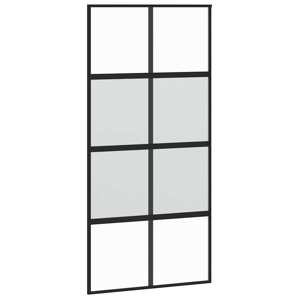 Sliding Door Black 102,5x205 cm Tempered Glass and Aluminium