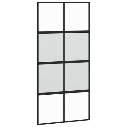 Sliding Door Black 102,5x205 cm Tempered Glass and Aluminium