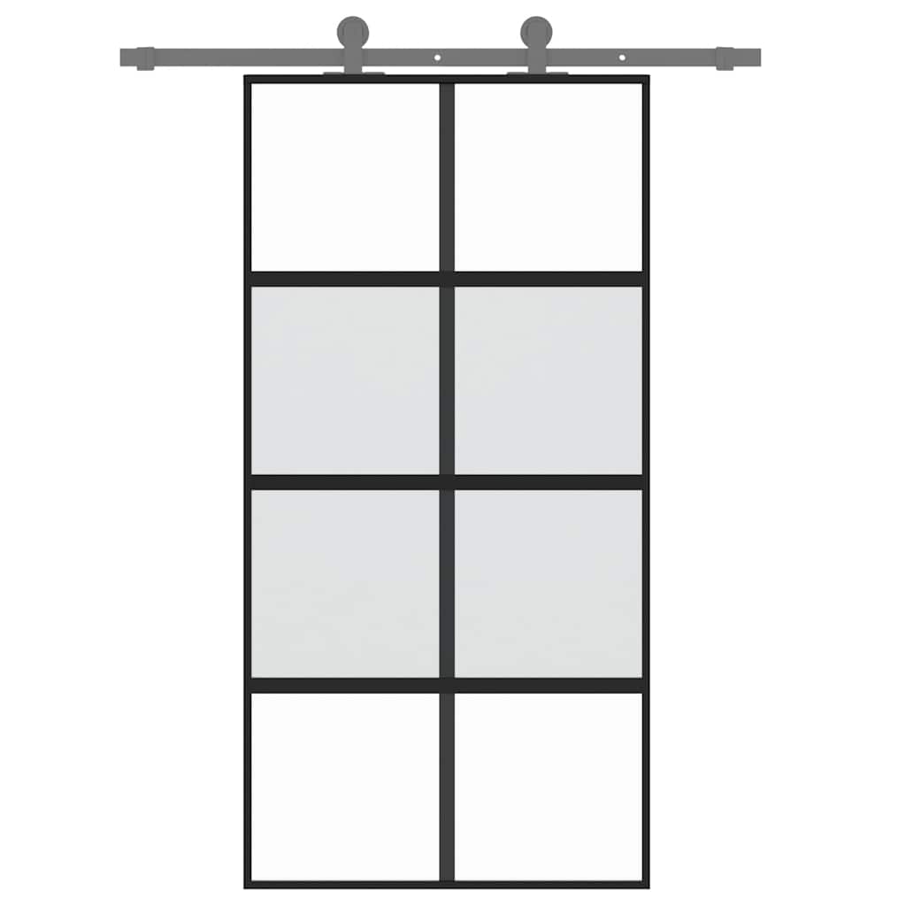Sliding Door Black 102.5x205 cm Tempered Glass and Aluminium