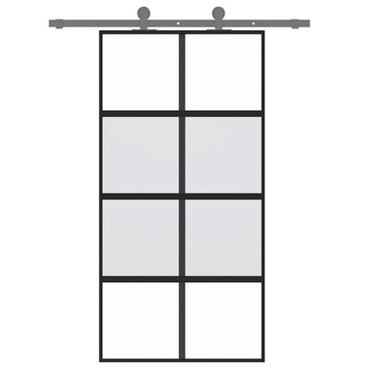 Sliding Door Black 102.5x205 cm Tempered Glass and Aluminium