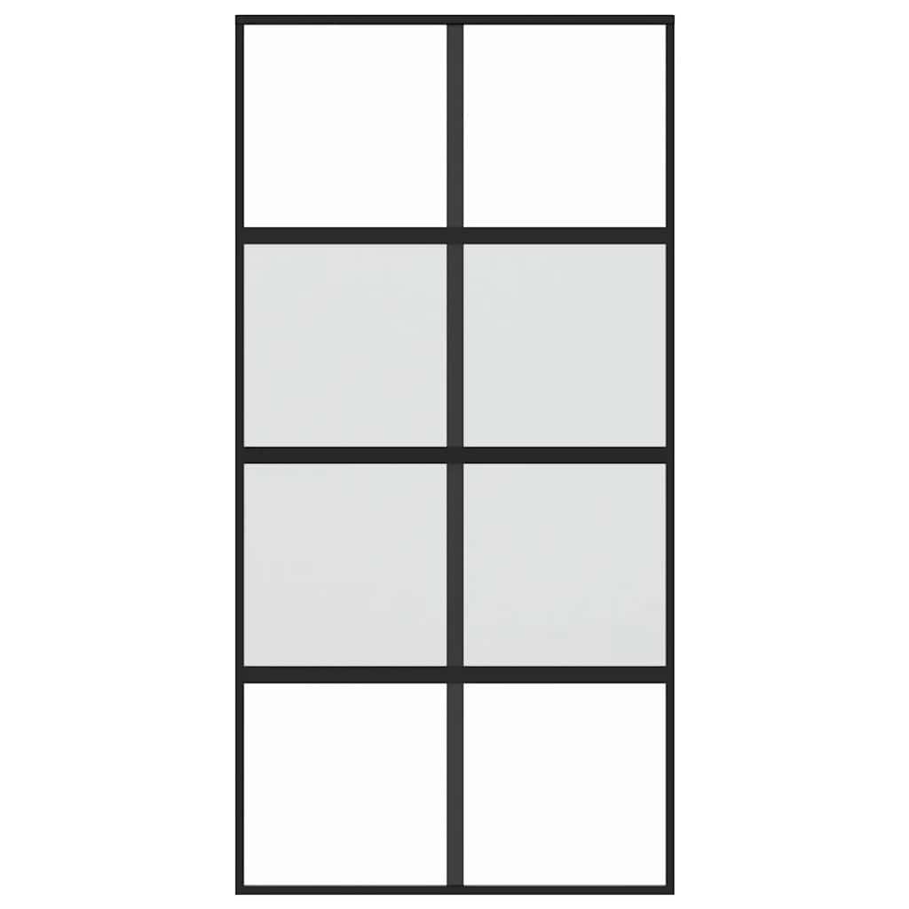 Sliding Door Black 102,5x205 cm Tempered Glass and Aluminium