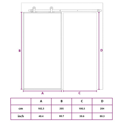 Sliding Door Black 102,5x205 cm Tempered Glass and Aluminium