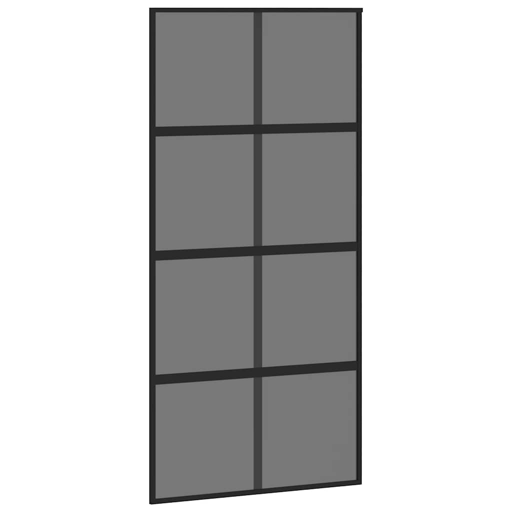 Sliding Door Black 102.5x205 cm Tempered Glass and Aluminium