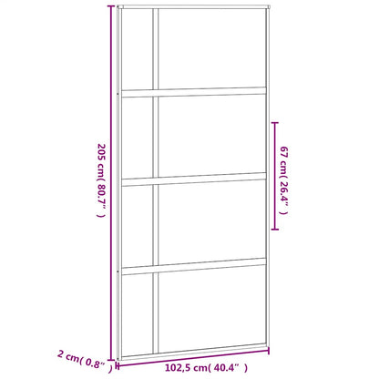 Sliding Door Black 102,5x205 cm Tempered Glass and Aluminium