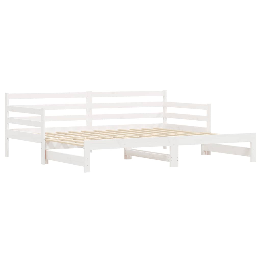Daybed with Trundle without Mattress White 90x200 cm Solid Wood