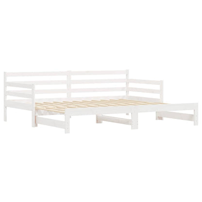 Daybed with Trundle without Mattress White 90x200 cm Solid Wood
