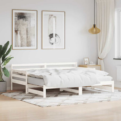 Daybed with Trundle without Mattress White 90x200 cm Solid Wood
