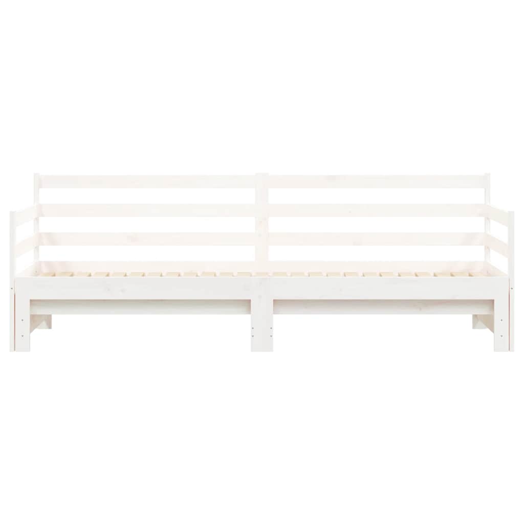 Daybed with Trundle without Mattress White 90x190 cm Single Solid Wood
