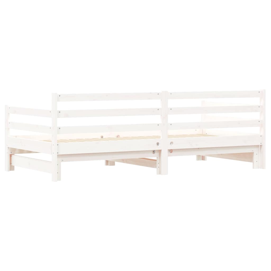 Daybed with Trundle without Mattress White 90x190 cm Single Solid Wood