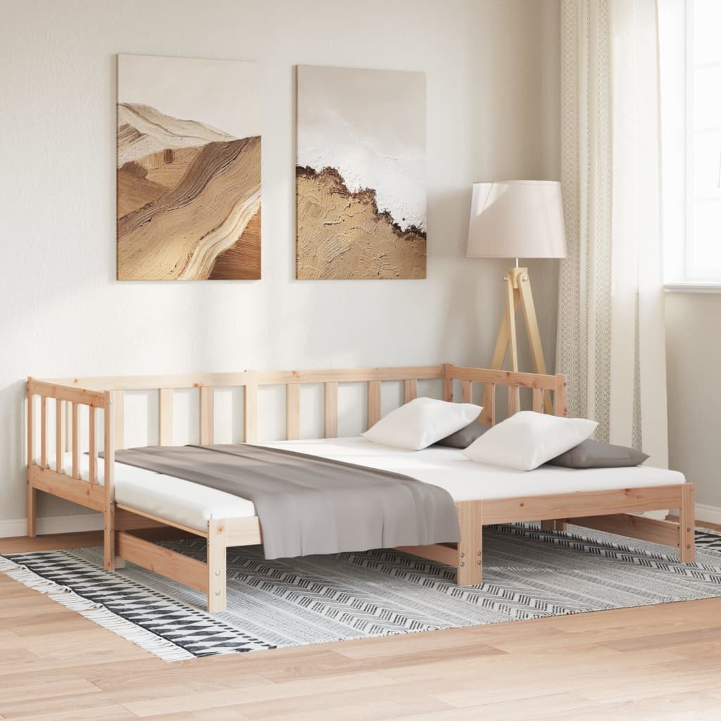 Day Bed with Trundle without Mattress 90x200 cm Solid Wood
