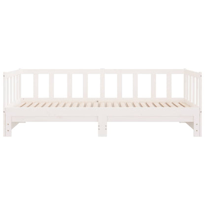 Day Bed with Trundle without Mattress White 90x200 cm Solid Wood