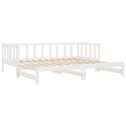Day Bed with Trundle without Mattress White 90x200 cm Solid Wood