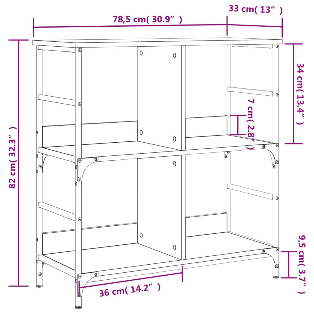 Bookshelf Smoked Oak 78.5x33x82 cm Engineered Wood