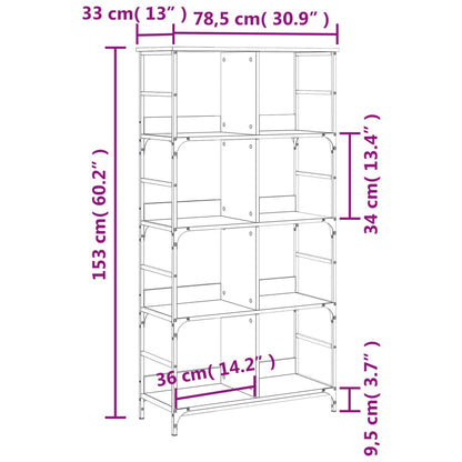 Bookshelf Smoked Oak 78.5x33x153 cm Engineered Wood