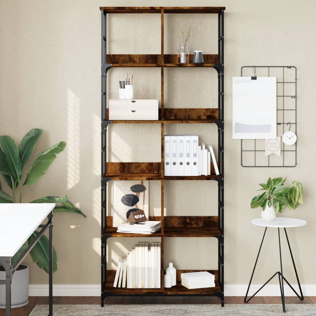 Bookshelf Smoked Oak 78.5x33x188.5 cm Engineered Wood