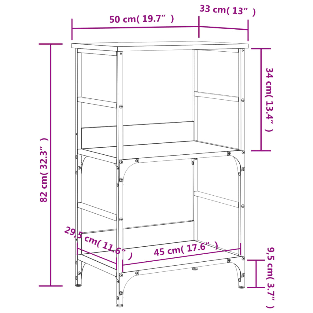 Bookshelf Grey Sonoma 50x33x82 cm Engineered Wood