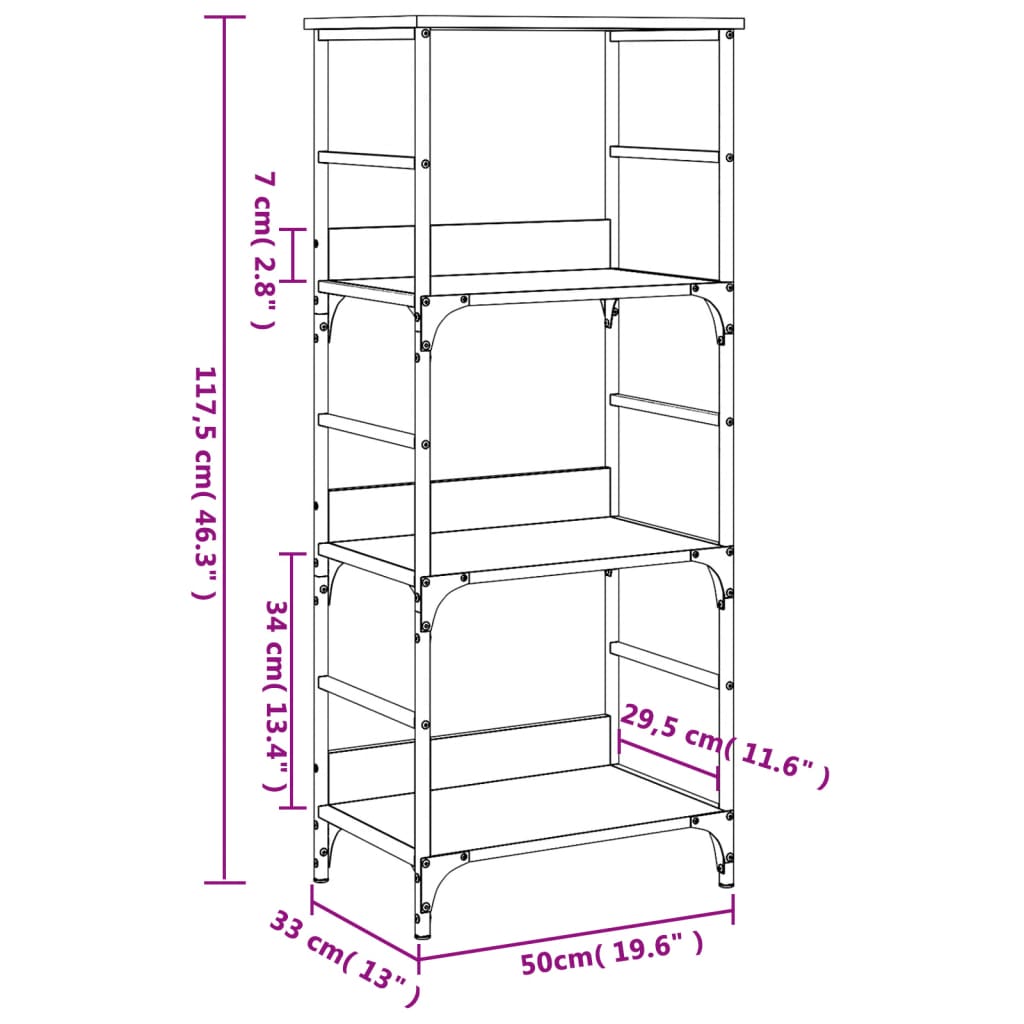 Bookshelf Black 50x33x117.5 cm Engineered Wood