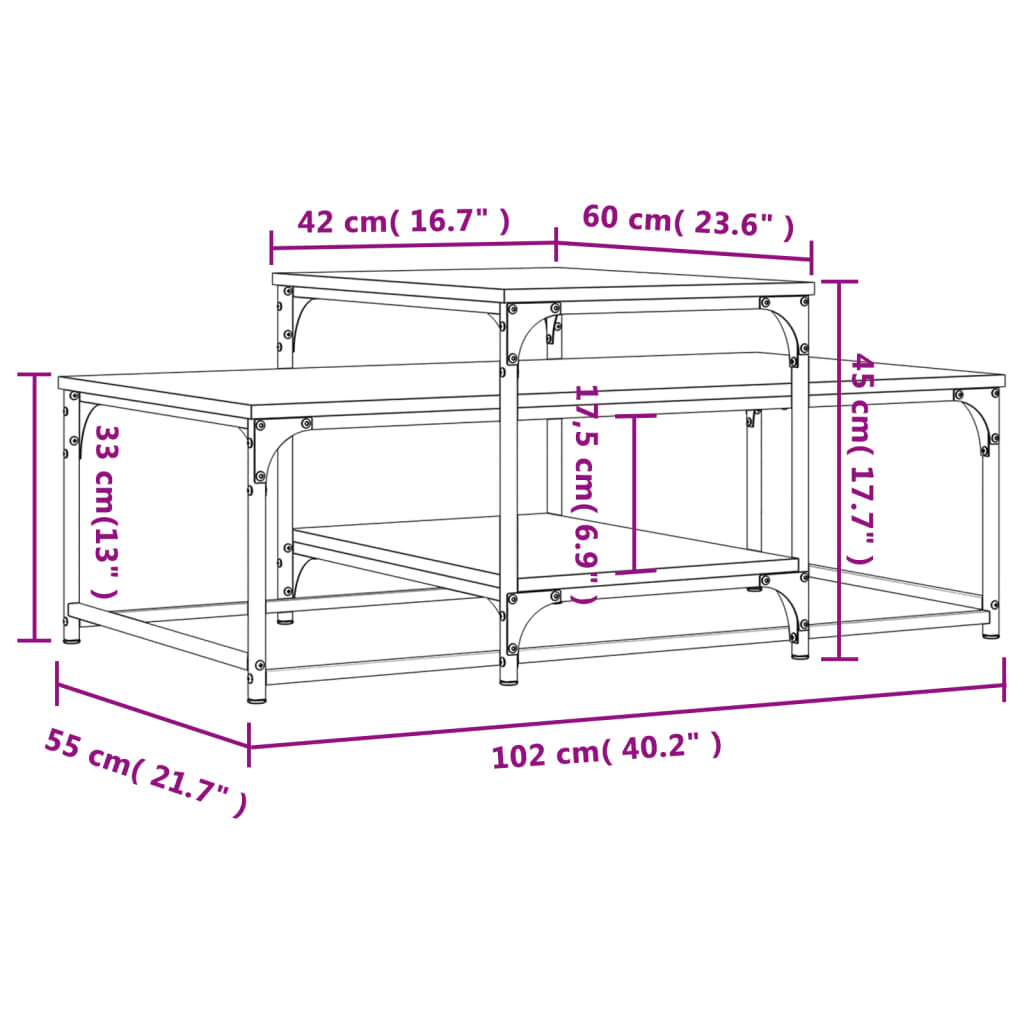 Coffee Table Black 102x60x45 cm Engineered Wood