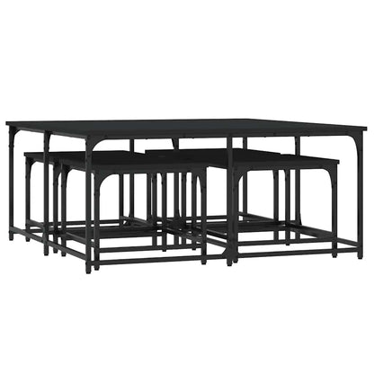 Nesting Coffee Tables 5 pcs Black Engineered Wood