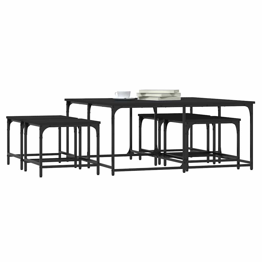 Nesting Coffee Tables 5 pcs Black Engineered Wood