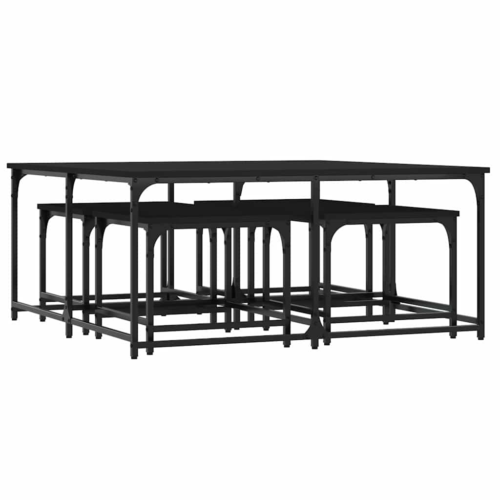 Nesting Coffee Tables 5 pcs Black Engineered Wood