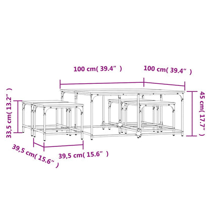 Nesting Coffee Tables 5 pcs Black Engineered Wood