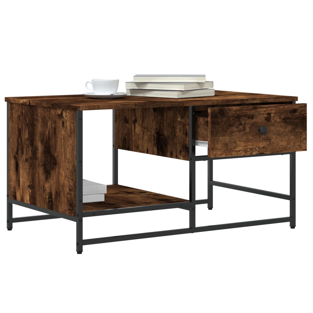 Coffee Table Smoked Oak 85.5x51x45 cm Engineered Wood