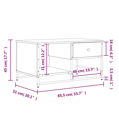 Coffee Table Smoked Oak 85.5x51x45 cm Engineered Wood
