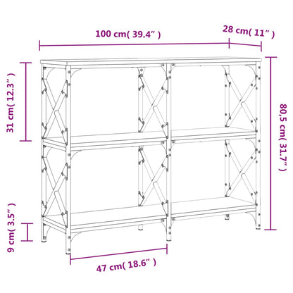 Console Table Smoked Oak 100x28x80,5 cm Engineered Wood