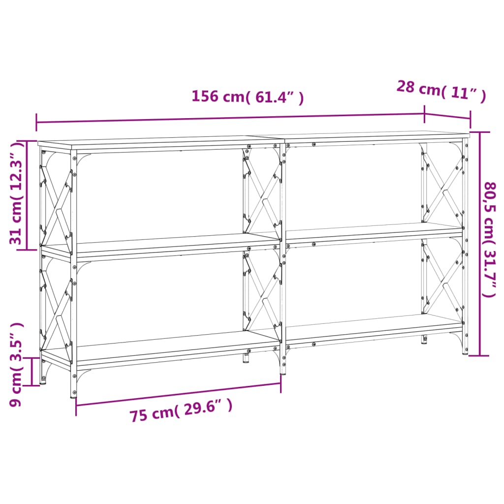 Console Table Sonoma Oak 156x28x80.5 cm Engineered Wood