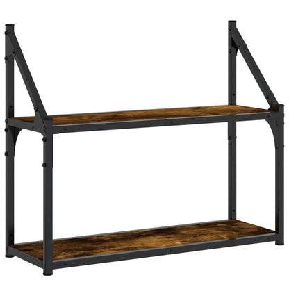 2-Tier Wall Shelf Smoked Oak 60x21x51 cm Engineered Wood