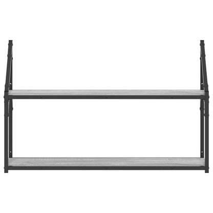 2-Tier Wall Shelf Grey Sonoma 80x21x51 cm Engineered Wood
