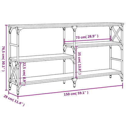 Console Table Grey Sonoma 150x29x76.5 cm Engineered Wood