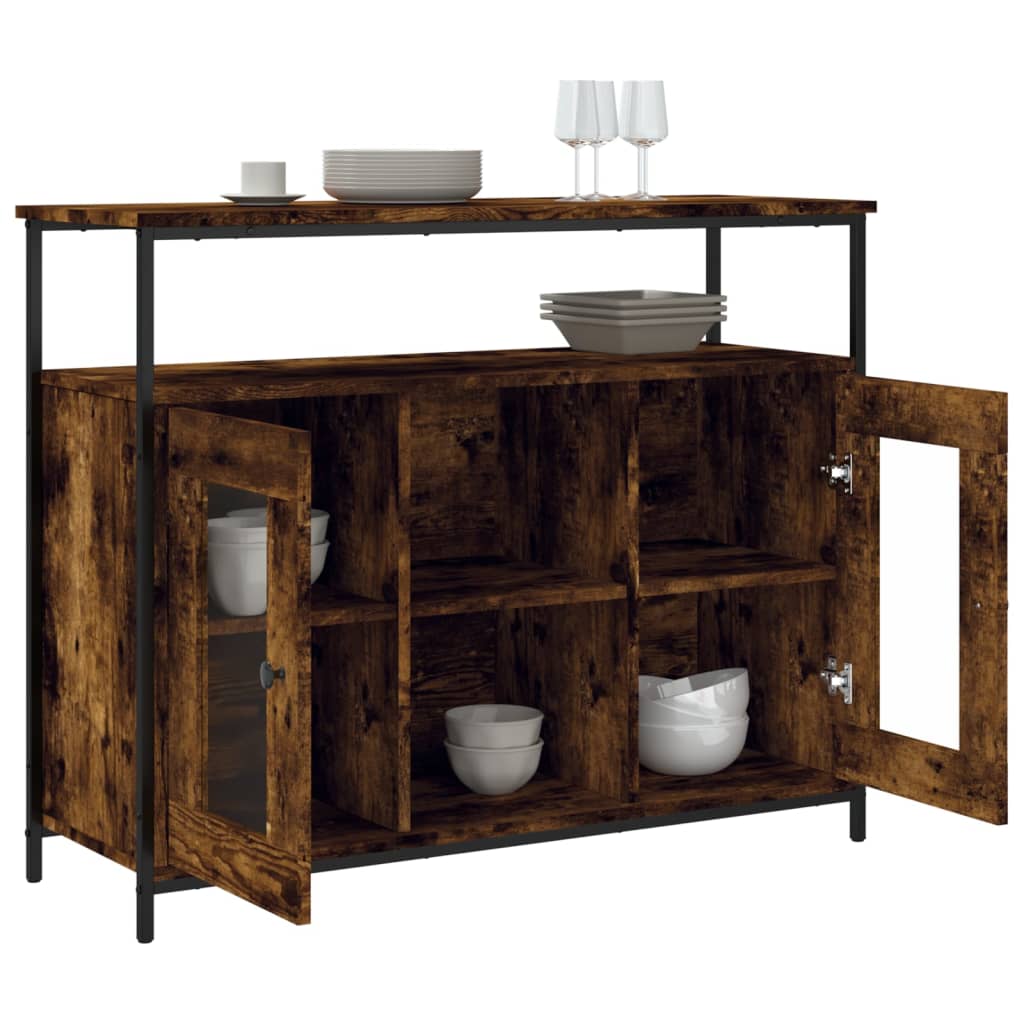 Sideboard Smoked Oak 100x35x80 cm Engineered Wood