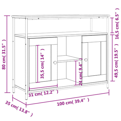 Sideboard Grey Sonoma 100x35x80 cm Engineered Wood