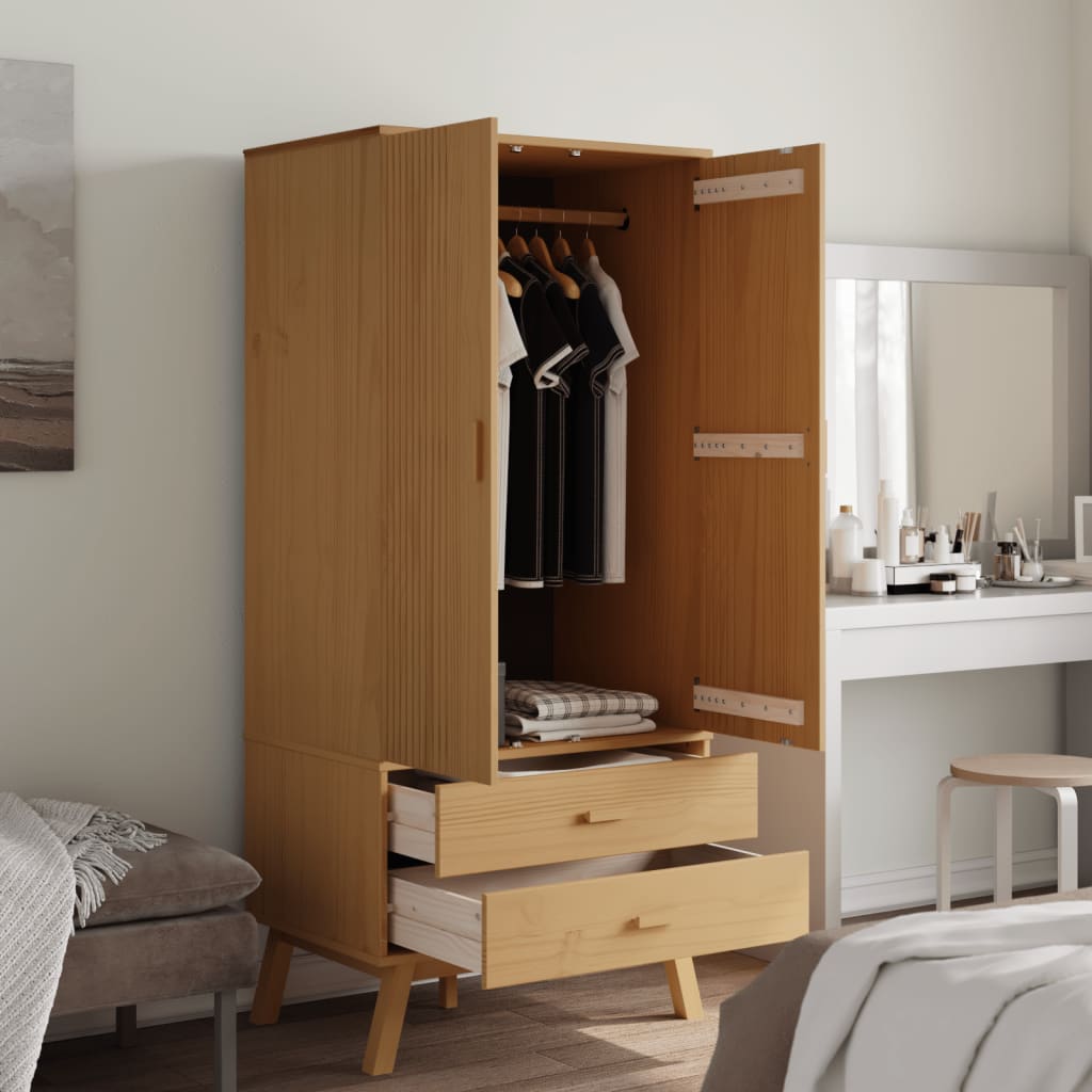 Wardrobe "OLDEN" Brown 76,5x53x172 cm Solid Wood Pine