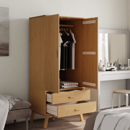 Wardrobe "OLDEN" Brown 76,5x53x172 cm Solid Wood Pine