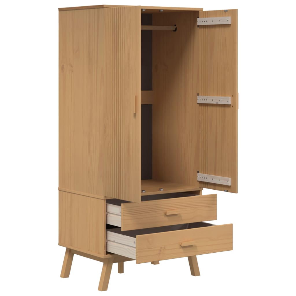 Wardrobe "OLDEN" Brown 76,5x53x172 cm Solid Wood Pine