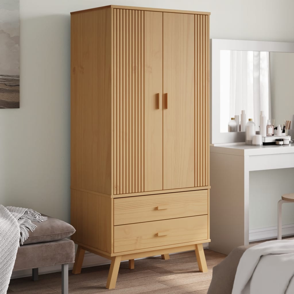Wardrobe "OLDEN" Brown 76,5x53x172 cm Solid Wood Pine