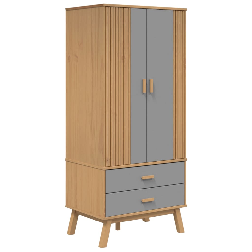 Wardrobe "OLDEN" Grey and Brown 76,5x53x172 cm Solid Wood Pine