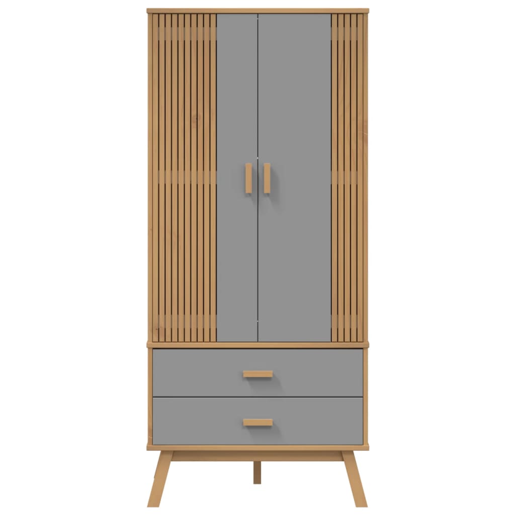 Wardrobe "OLDEN" Grey and Brown 76,5x53x172 cm Solid Wood Pine