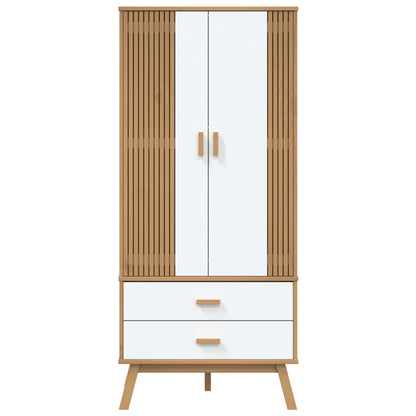 Wardrobe "OLDEN" White and Brown 76,5x53x172 cm Solid Wood Pine