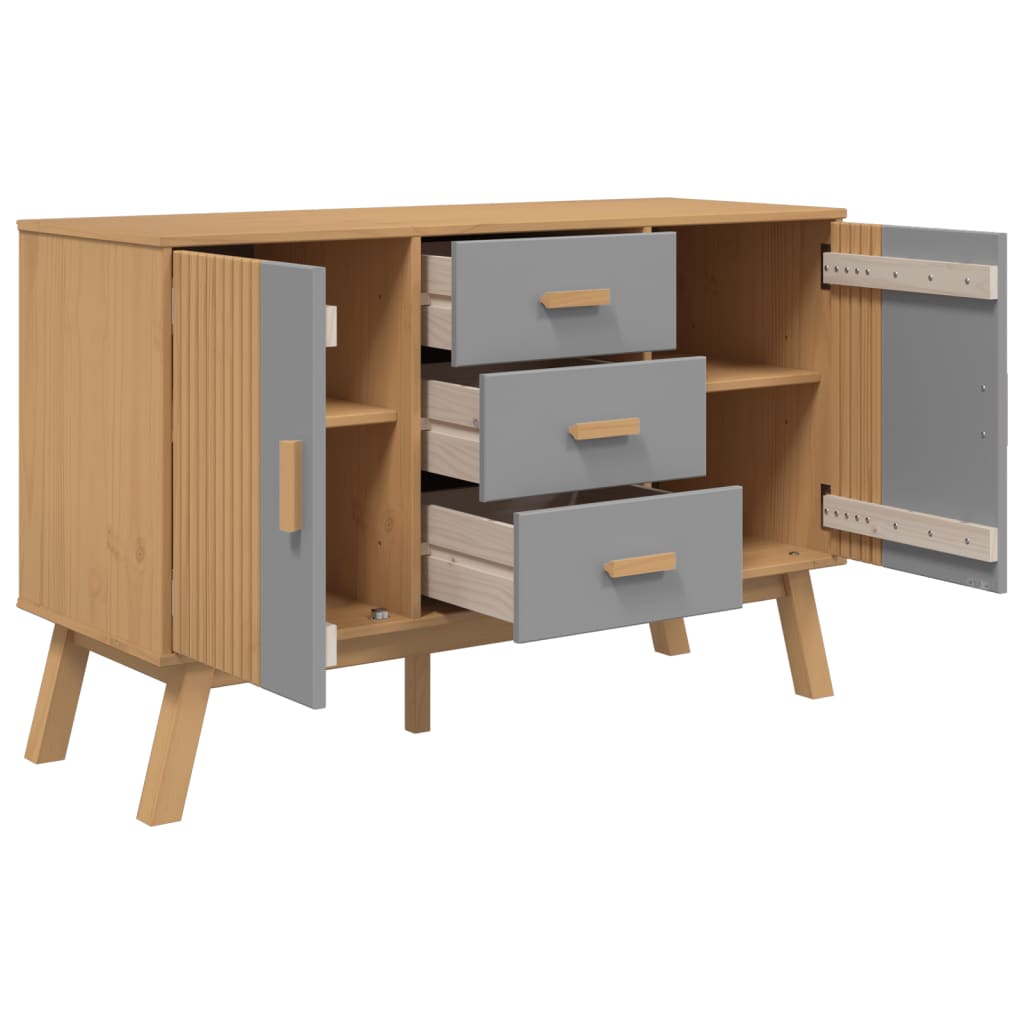 Sideboard OLDEN Grey and Brown 114x43x73.5cm Solid Wood Pine