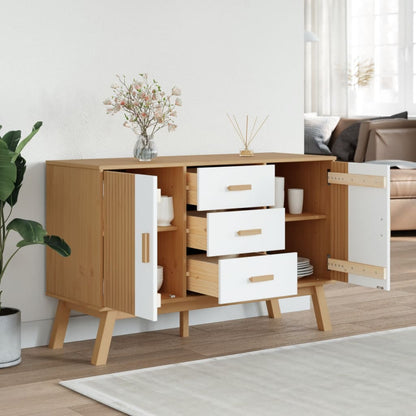 Sideboard OLDEN White and Brown 114x43x73.5cm Solid Wood Pine